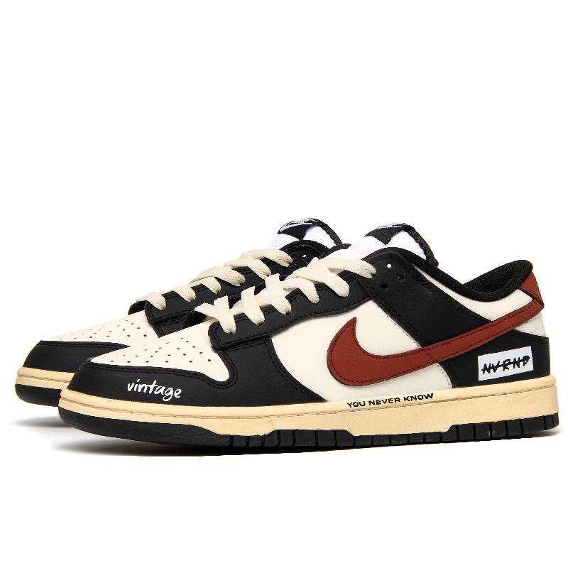 [Custom Women's tropical amber]  Dunk Skateboarding Shoes Women's Low-top Black/White/Red