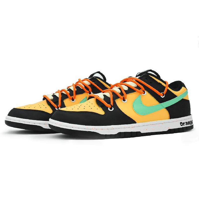 [Custom Orange Bubble]  Dunk Skateboarding Shoes Unisex Low-top Black/yellow/blue