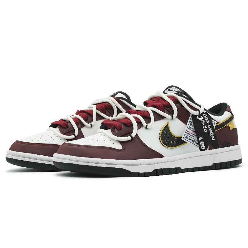 [Custom The golden age for women]  Dunk Skateboarding Shoes Women's Low-top Red/white/black