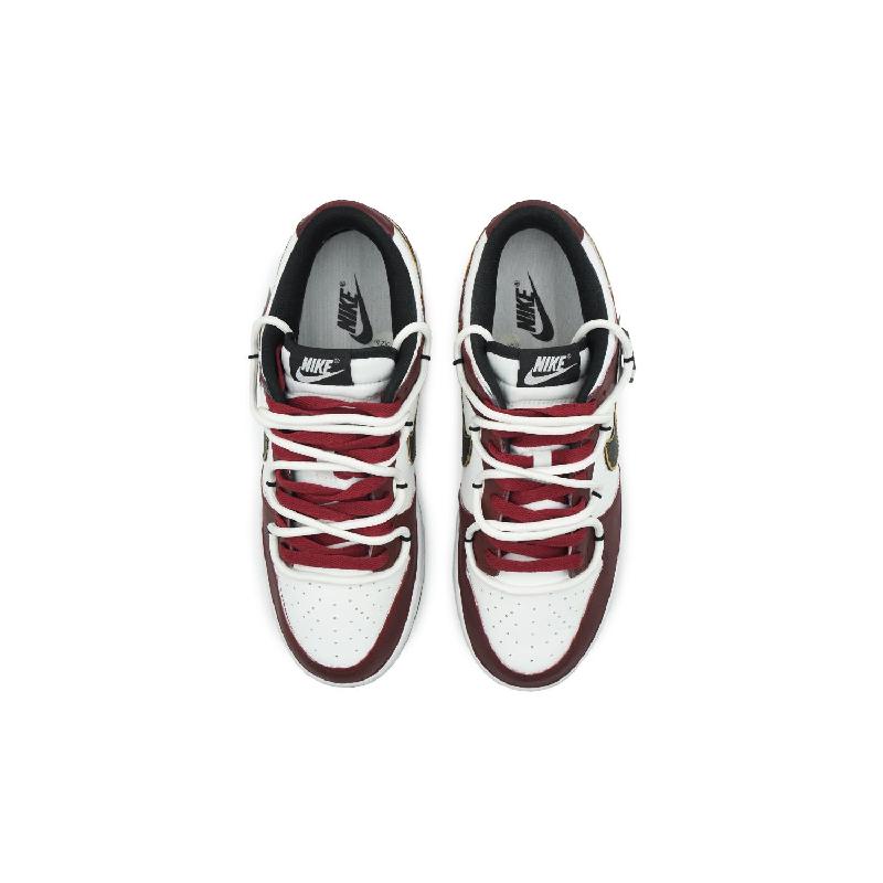 [Custom The golden age for women]  Dunk Skateboarding Shoes Women's Low-top Red/white/black