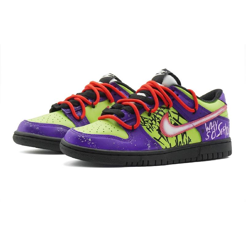 [Custom Female clown]  Dunk Skateboarding Shoes Women's Low-top Purple/green/red
