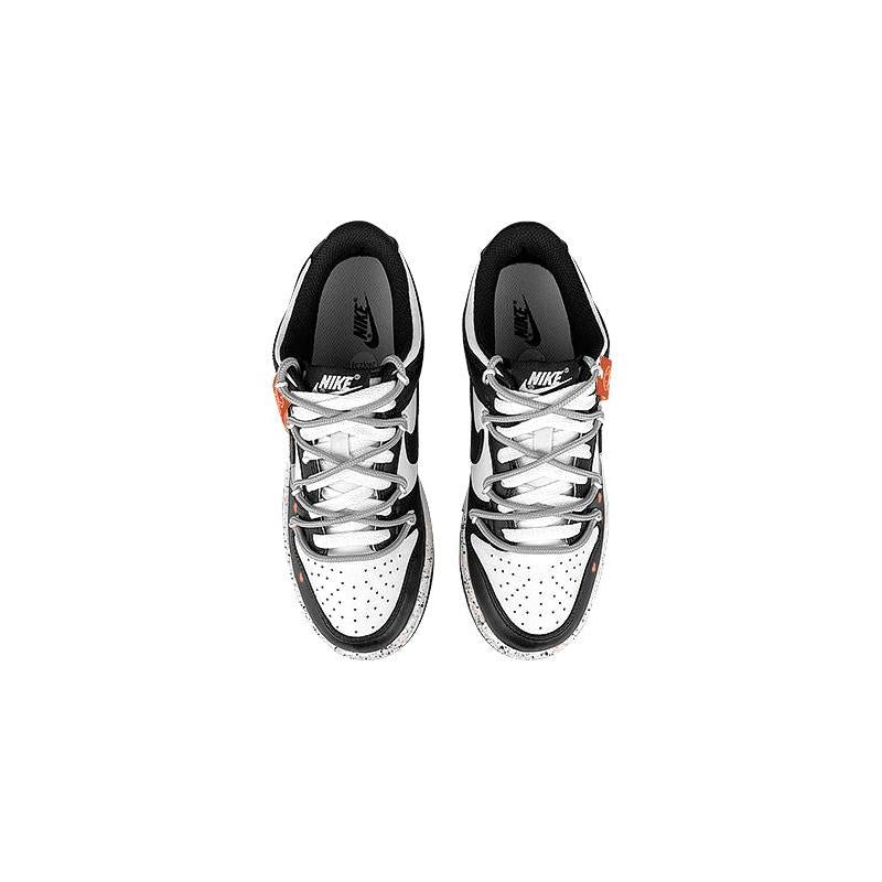 [Custom Women's folded smiley face orange]  Dunk Skateboarding Shoes Women's Low-top White/black/gray