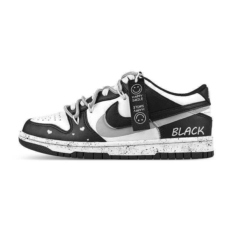 [Custom Women's style folded in half with a black smiling face]  Dunk Skateboarding Shoes Women's