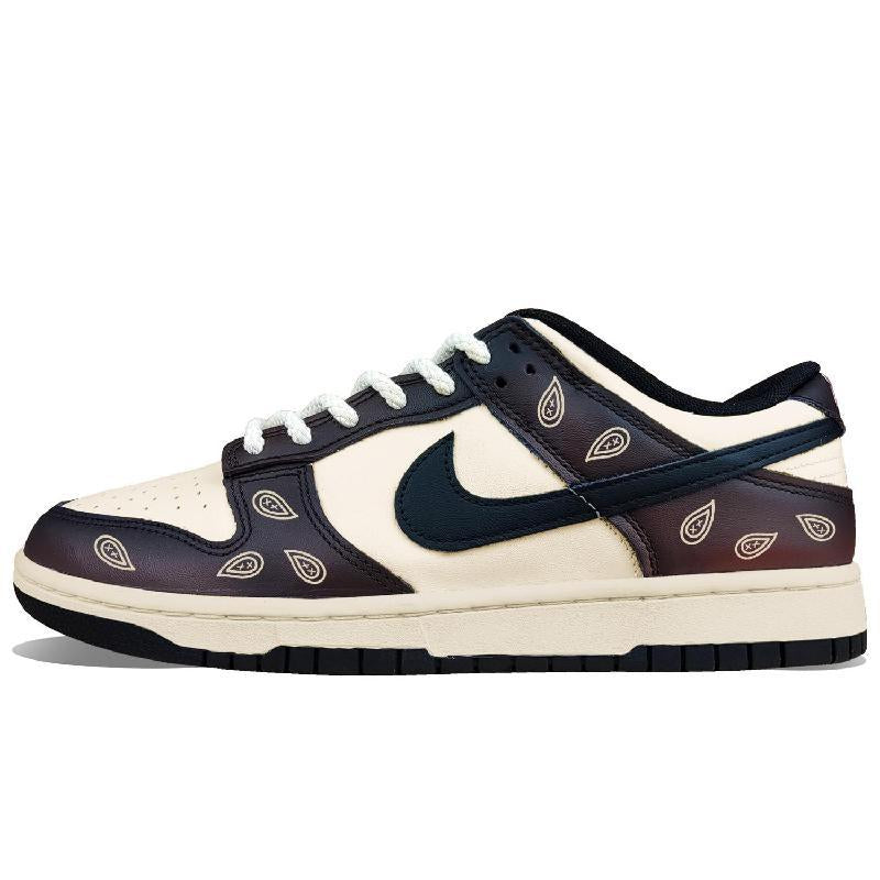 [Custom Mocha Coffee Cashew Flower Girl gs]  Dunk Skateboarding Shoes Women's Low-top Black/brown/burgundy