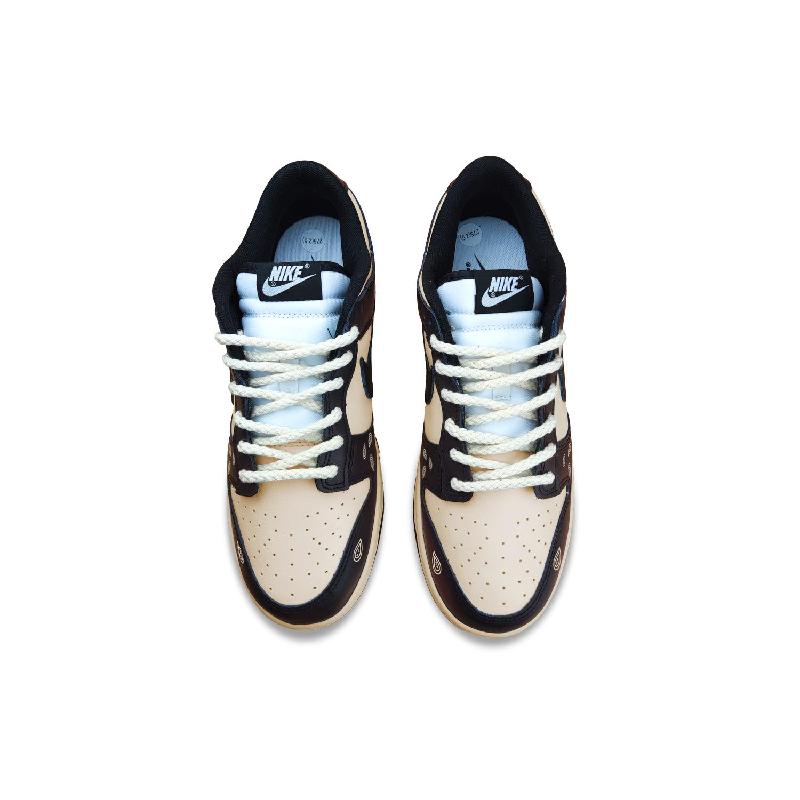 [Custom Mocha Coffee Cashew Flower Girl gs]  Dunk Skateboarding Shoes Women's Low-top Black/brown/burgundy