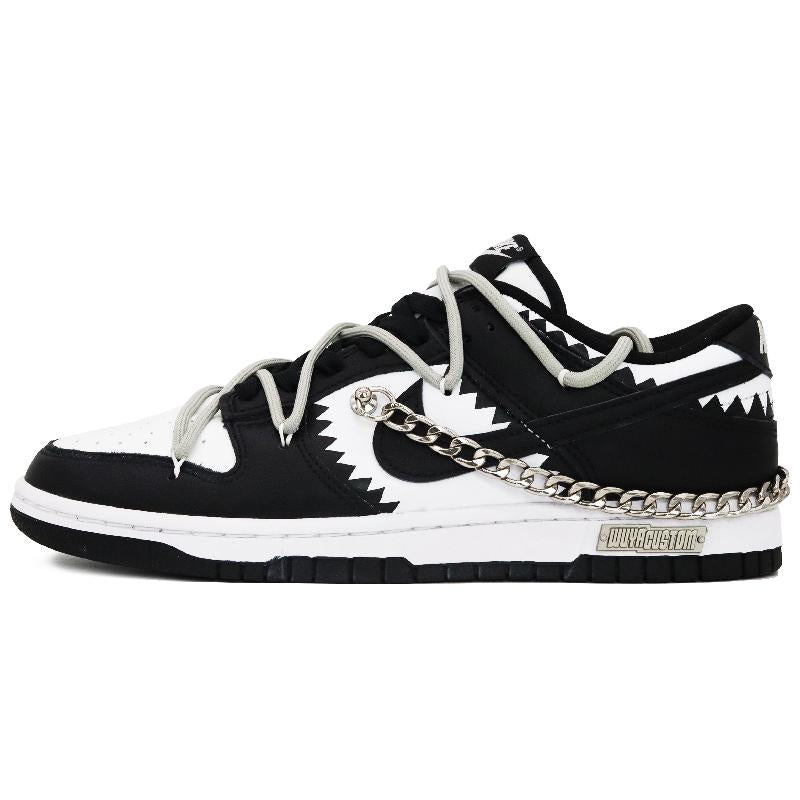 [Custom Women's S-BOX with shackles]  Dunk Skateboarding Shoes Women's Low-top Black/white