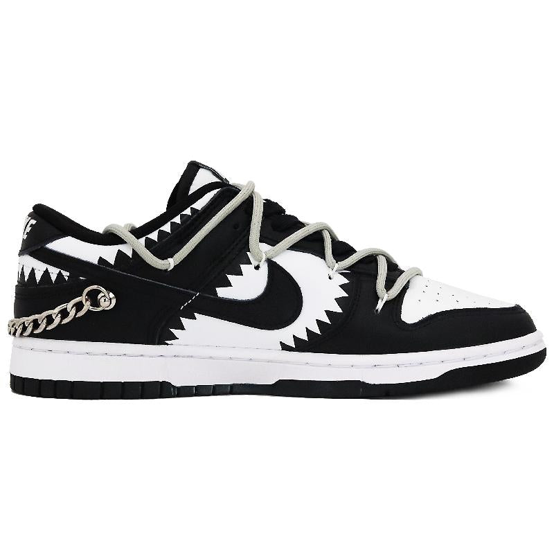 [Custom Women's S-BOX with shackles]  Dunk Skateboarding Shoes Women's Low-top Black/white