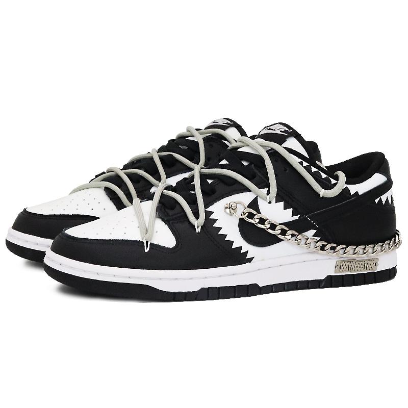[Custom Women's S-BOX with shackles]  Dunk Skateboarding Shoes Women's Low-top Black/white