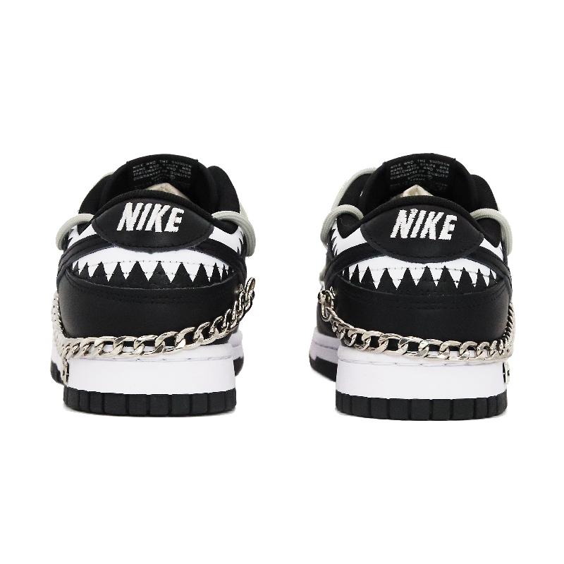 [Custom Women's S-BOX with shackles]  Dunk Skateboarding Shoes Women's Low-top Black/white