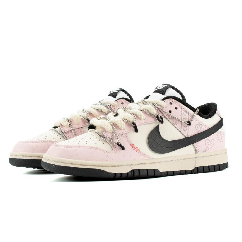 [Custom Prohibited fruit for women]  Dunk Skateboarding Shoes Women's Low-top Pink/Black