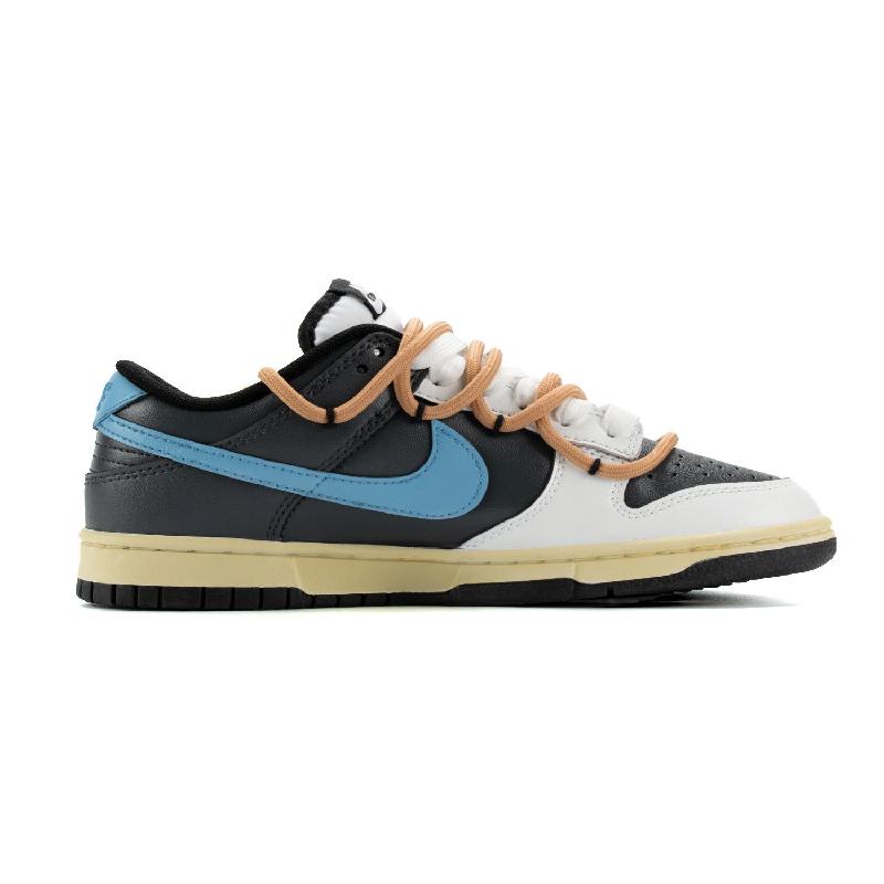 [Custom Female style trajectory]  Dunk Skateboarding Shoes Women's Low-top Beige/Blue