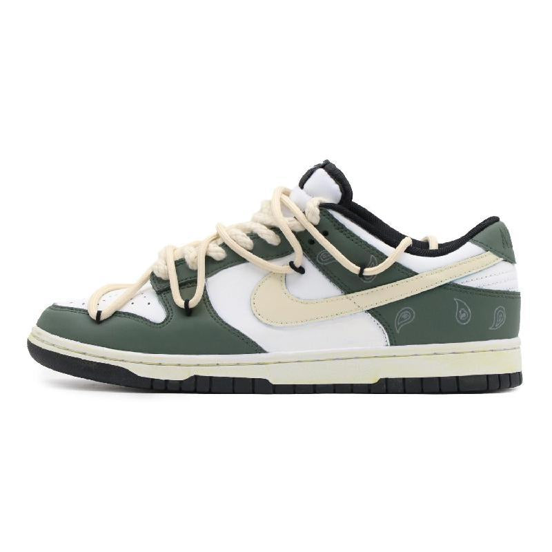 [Custom Female cactus]  Dunk Skateboarding Shoes Women's Low-top White/green