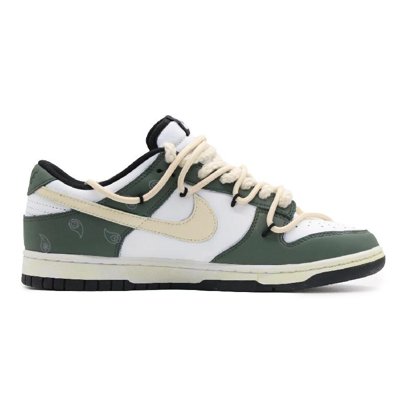 [Custom Female cactus]  Dunk Skateboarding Shoes Women's Low-top White/green