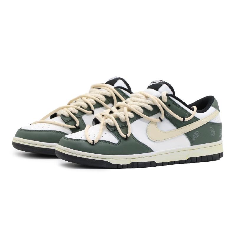 [Custom Female cactus]  Dunk Skateboarding Shoes Women's Low-top White/green