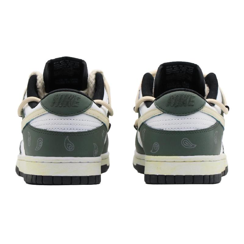 [Custom Female cactus]  Dunk Skateboarding Shoes Women's Low-top White/green