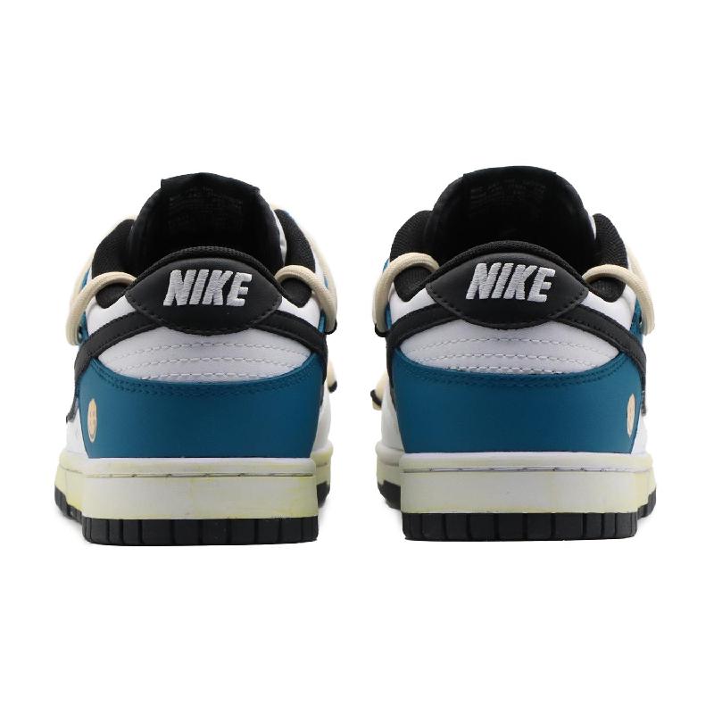 [Custom Women's racing]  Dunk Skateboarding Shoes Women's Low-top White/Royal Blue/Fern Green