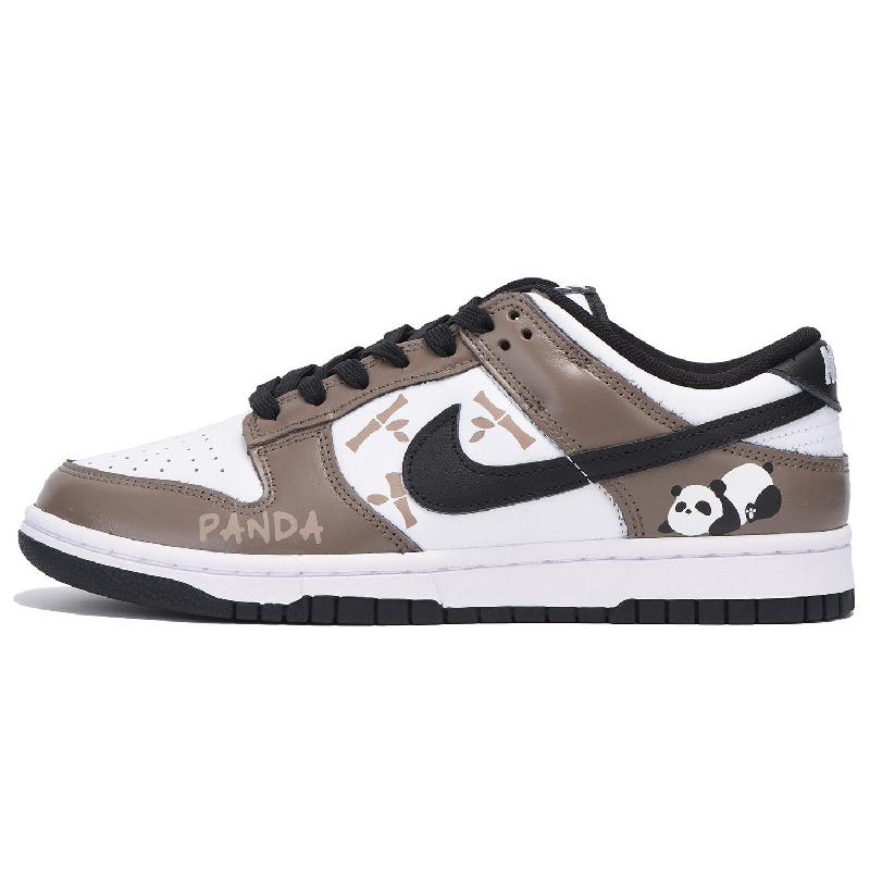 [Custom Women's pure brown bear Cat 6]  Dunk Skateboarding Shoes Women's Low-top White