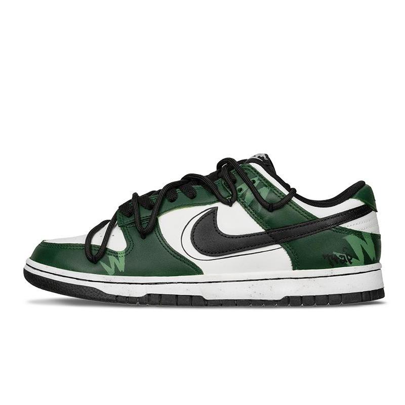 [Custom Green Leaf Children's Payment]  Dunk Skateboarding Shoes Women's Low-top White/green