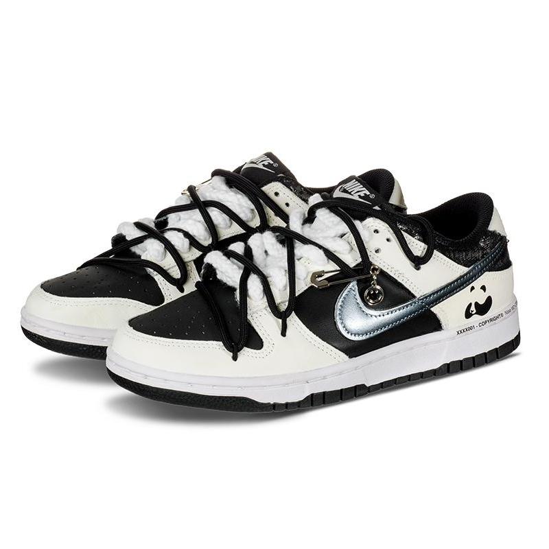 [Custom Black and silver panda for women]  Dunk Skateboarding Shoes Women's