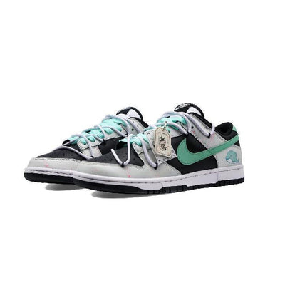 [Custom Female little dolphin]  Dunk Skateboarding Shoes Women's Low-top Black/Gray/Green