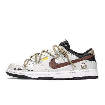 [Custom Little ghost]  Dunk Skateboarding Shoes Unisex Low-top Gray/Red