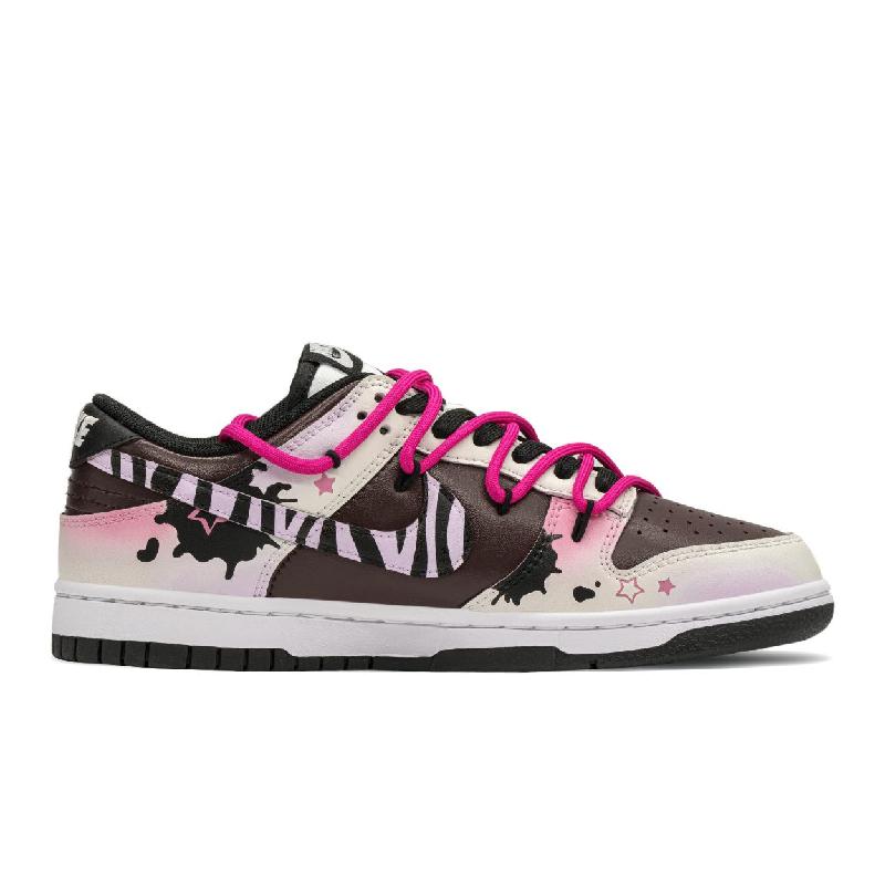[Custom Zebra Millennium]  Dunk Skateboarding Shoes Women's Low-top Black/Red