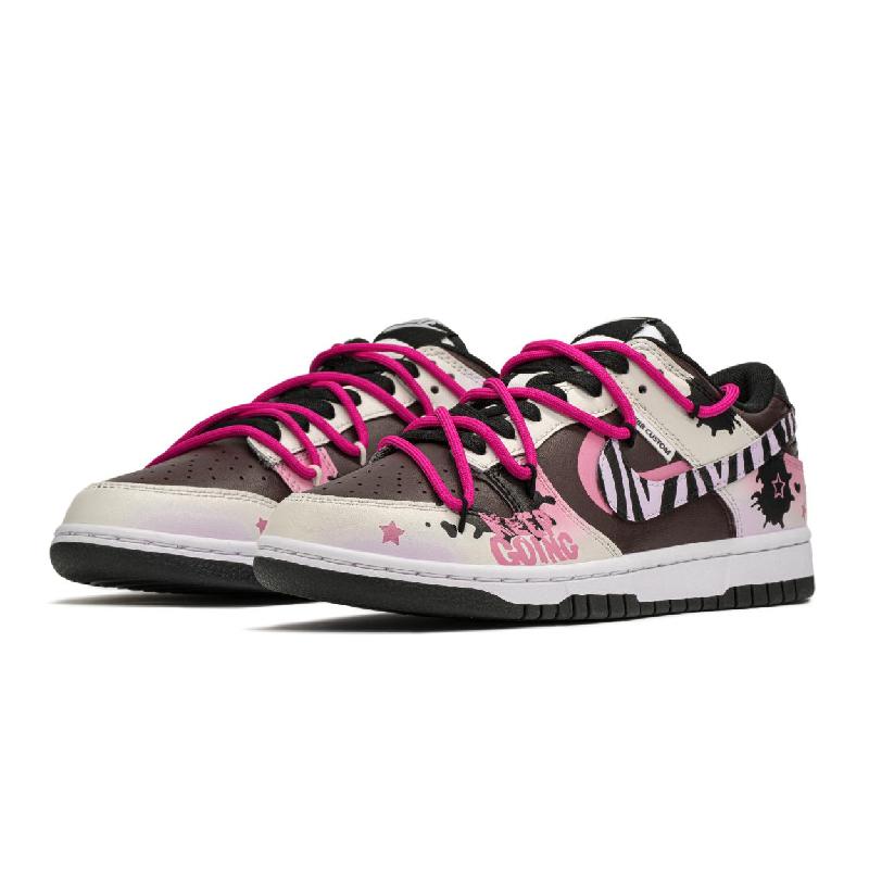 [Custom Zebra Millennium]  Dunk Skateboarding Shoes Women's Low-top Black/Red