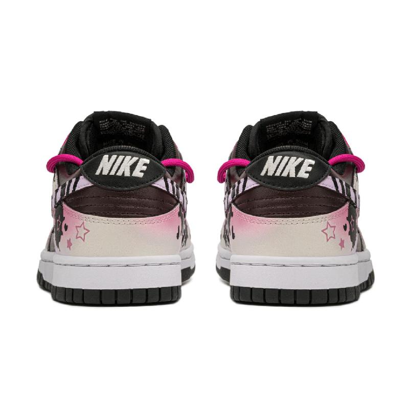 [Custom Zebra Millennium]  Dunk Skateboarding Shoes Women's Low-top Black/Red