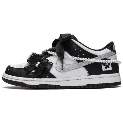 [Custom Female pearl butterfly]  Dunk Skateboarding Shoes Women's Low-top Black