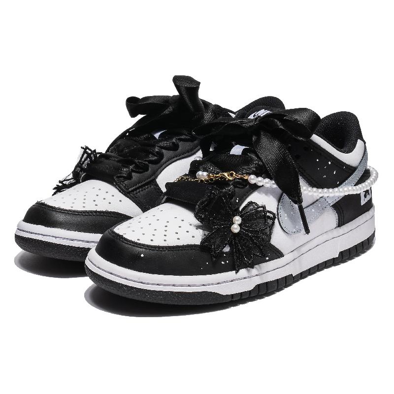[Custom Female pearl butterfly]  Dunk Skateboarding Shoes Women's Low-top Black