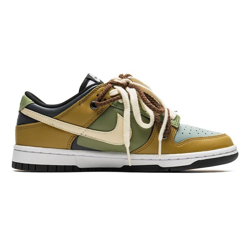 [Custom Women's Straw Ghost S-BOX]  Dunk Skateboarding Shoes Women's Low-top Brown/Green