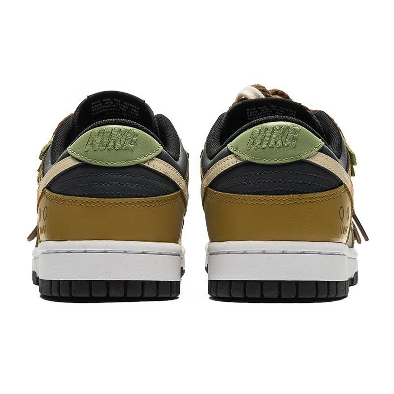 [Custom Women's Straw Ghost S-BOX]  Dunk Skateboarding Shoes Women's Low-top Brown/Green