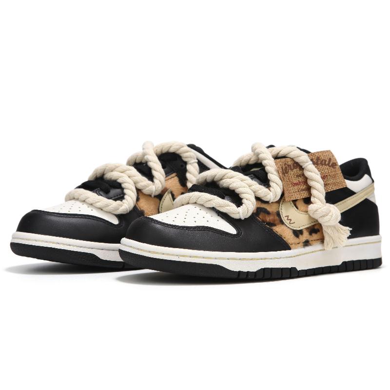 [Custom Women's leopard print black]  Dunk Skateboarding Shoes Women's