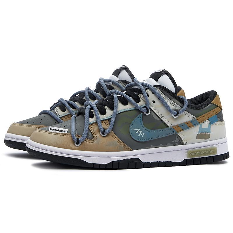 [Custom Women's non-biodegradable S-BOX]  Dunk Skateboarding Shoes Women's Low-top White/Brown