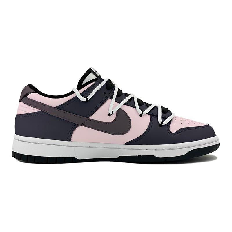[Custom Grapes, white peaches]  Dunk Skateboarding Shoes Women's Low-top Black/powder