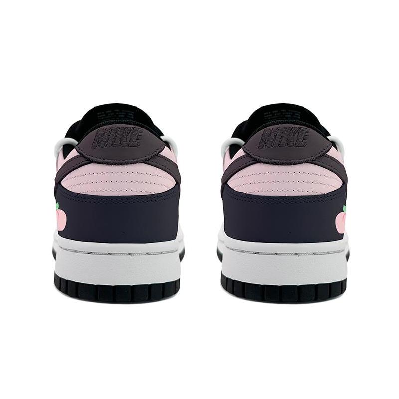 [Custom Grapes, white peaches]  Dunk Skateboarding Shoes Women's Low-top Black/powder