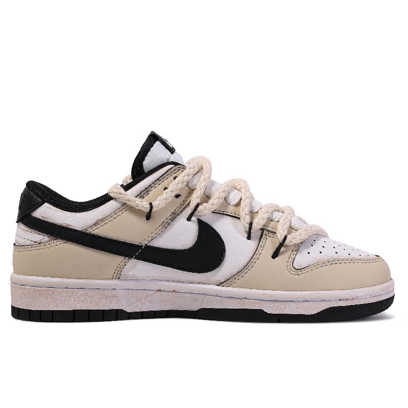 [Custom The Greater Times]  Dunk Skateboarding Shoes Unisex Low-top Brown/White