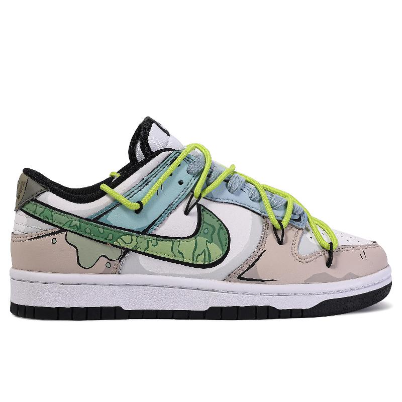 [Custom Dr. Crocodile]  Dunk Skateboarding Shoes Unisex Low-top Brown/green/blue