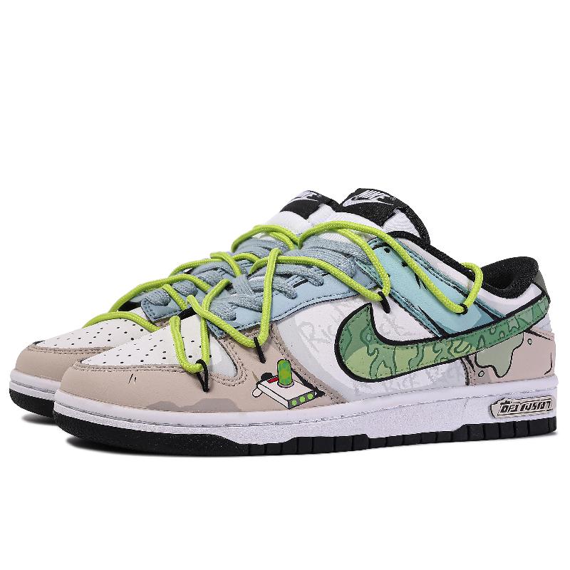 [Custom Dr. Crocodile]  Dunk Skateboarding Shoes Unisex Low-top Brown/green/blue