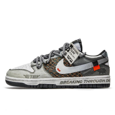 [Custom A Miraculous Journey]  Dunk Skateboarding Shoes Unisex Low-top Grey White Green