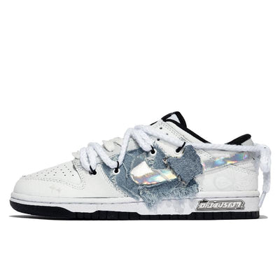 [Custom Lost Butterfly Valley, Laser Logo]  Dunk Skateboarding Shoes Unisex Denim Style