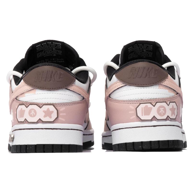 [Custom Pink Pixel]  Dunk Skateboarding Shoes Women's Low-top Black/pink/white