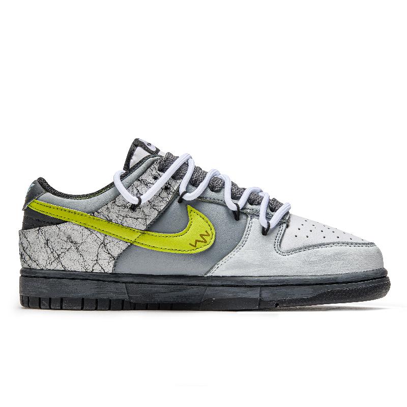 [Custom Hiking]  Dunk Skateboarding Shoes Unisex Low-top Grey/green