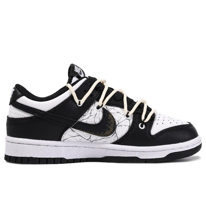 [Custom Crack]  Dunk Skateboarding Shoes Unisex Low-top Black/white/pink