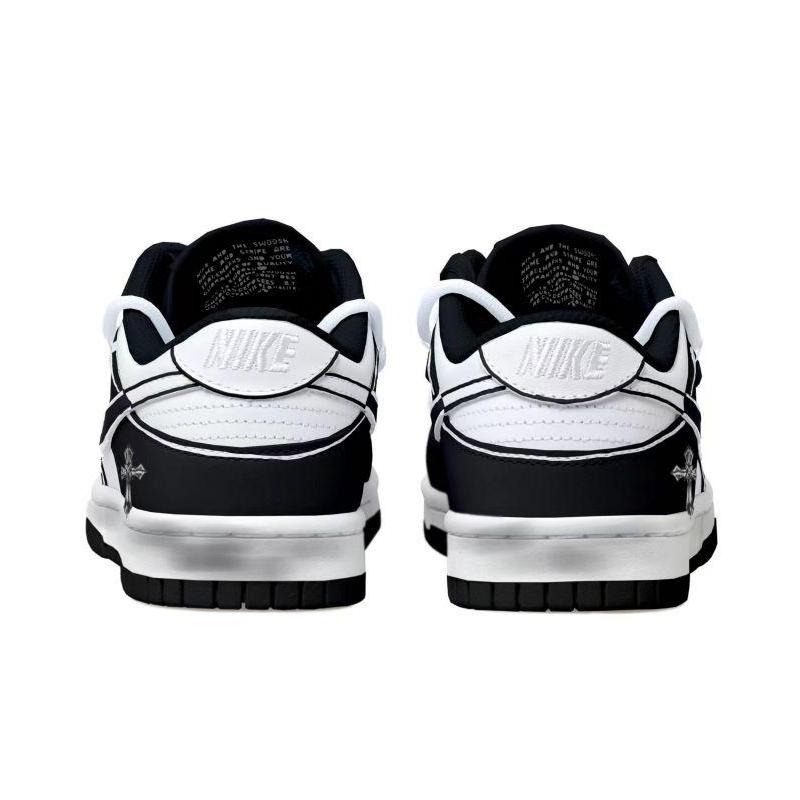 [Custom 2D cross-shaped female S-BOX]  Dunk Skateboarding Shoes Women's Low-top Black/white