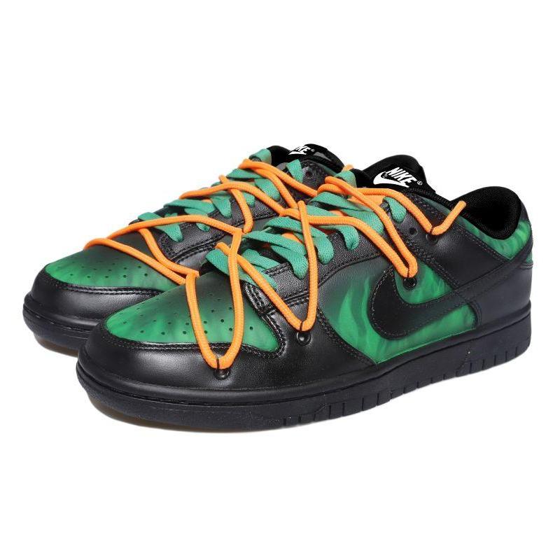 [Custom Luminous flame female S-BOX]  Dunk Skateboarding Shoes Women's Low-top Black/Green