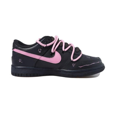 [Custom Black and pink gemstone female]  Dunk Skateboarding Shoes Women's Low-top Black/powder