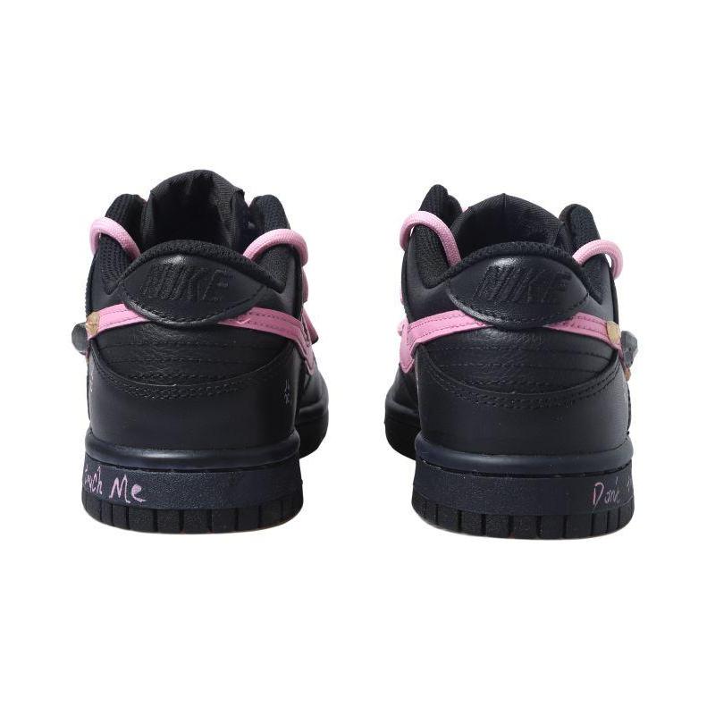 [Custom Black and pink gemstone female]  Dunk Skateboarding Shoes Women's Low-top Black/powder