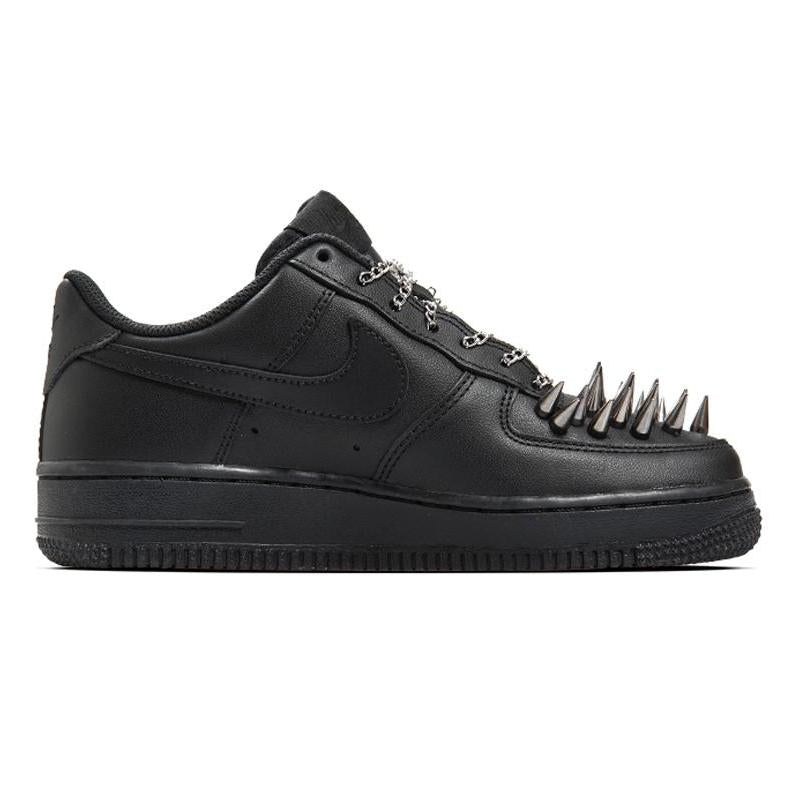 [Custom Pure black punk rivets]  Air Force 1 Skateboarding Shoes Men Low-top Black