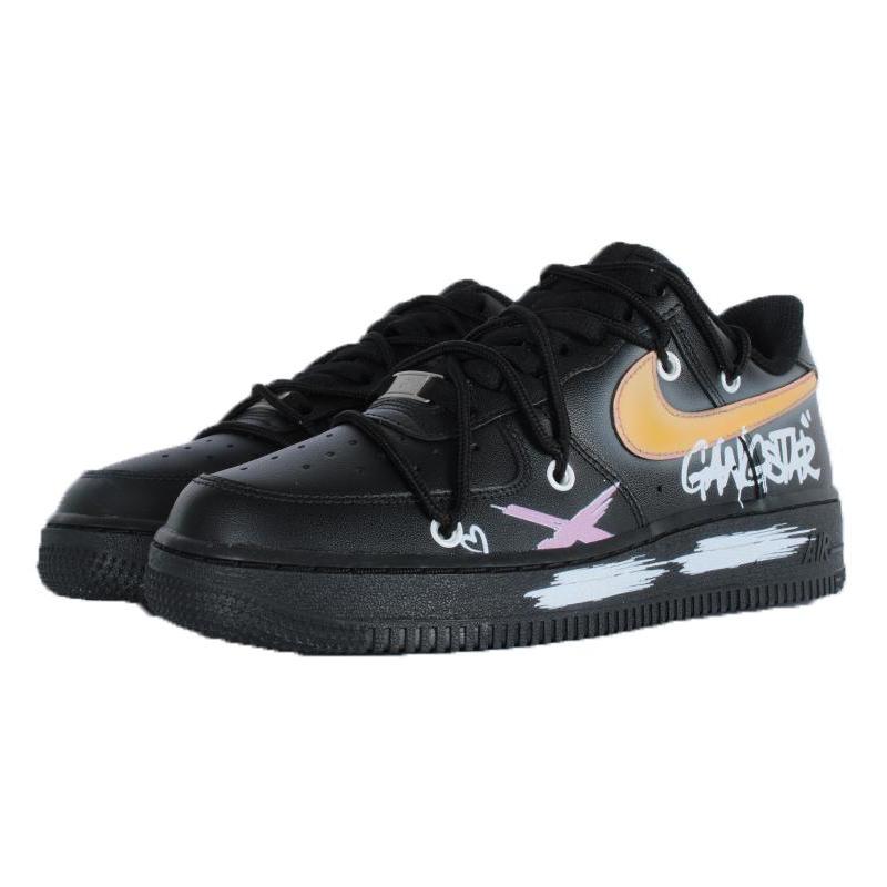 [Custom Cool graffiti]  Air Force 1 Skateboarding Shoes Men Low-top Black/pink
